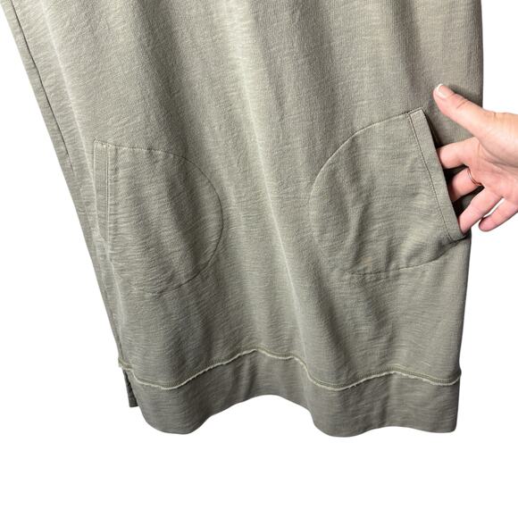 Chico's Pullover Lagenlook Lace Up Back Tee Mini Dress Olive Green Size 1 (M-8) - Picture 2 of 8